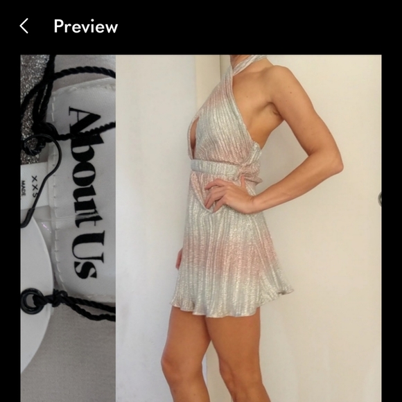 Nwt Revolve Zendaya Zee lurex neckline silver mini dress - Picture 7 of 7